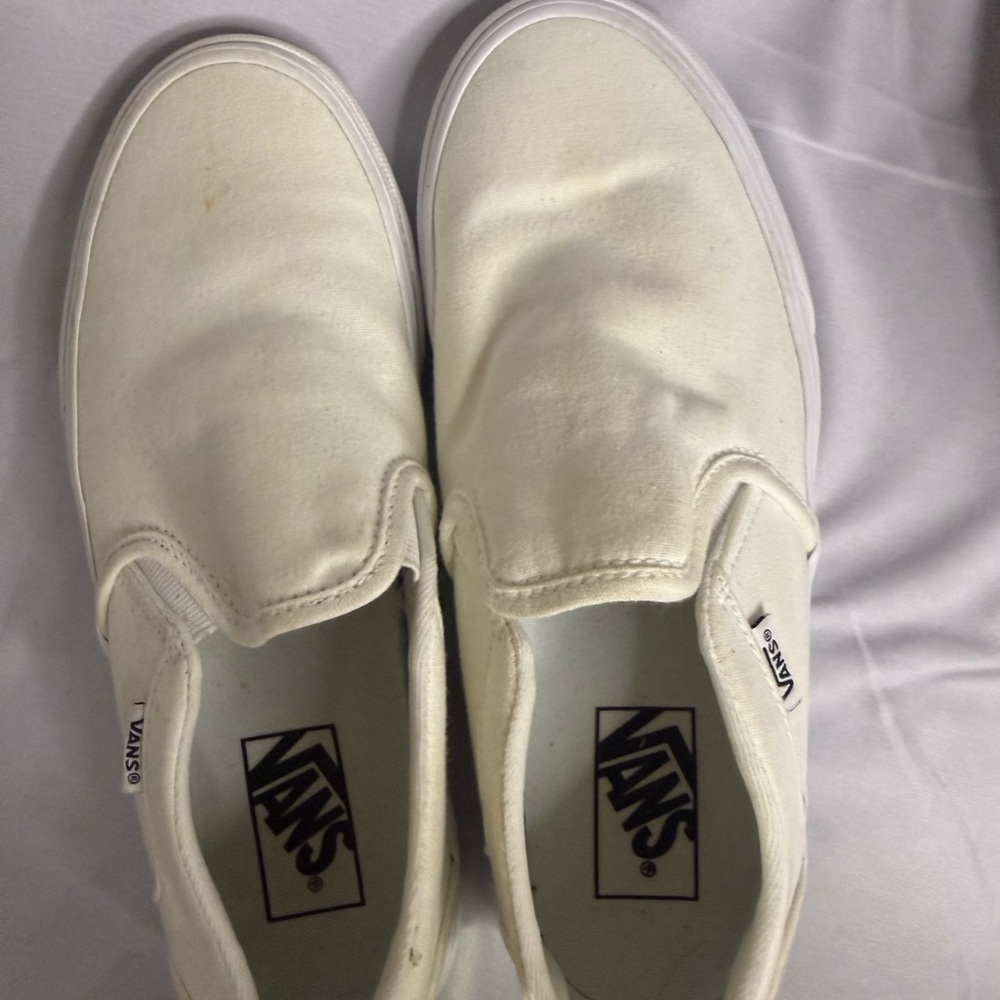 Vans Classic White Canvas Slip-Ons womens 8.5